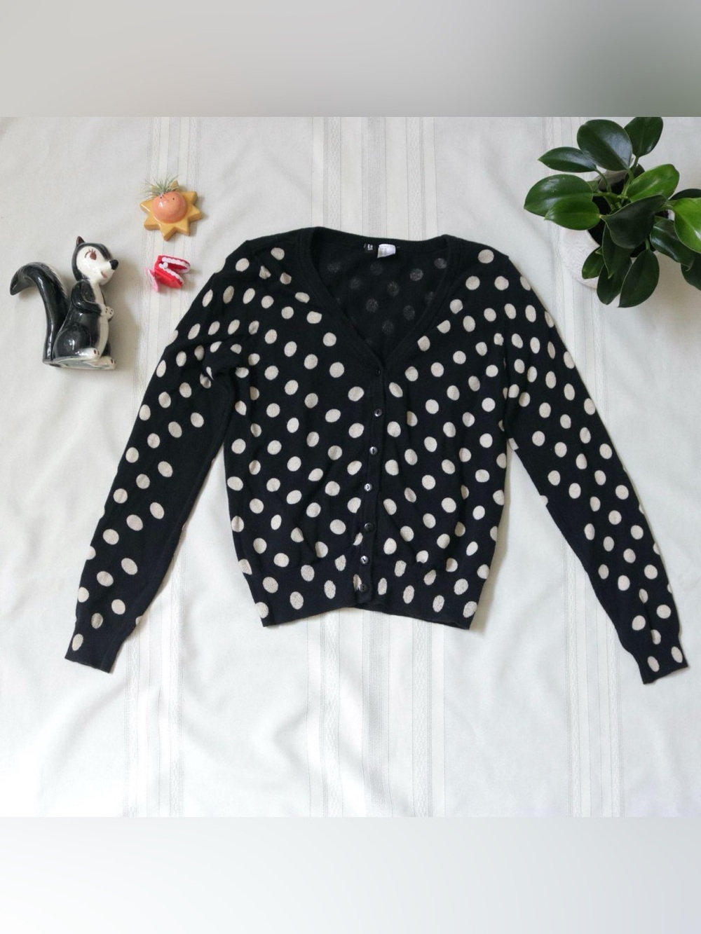 H&M DIVIDED black and white polka dot cardigan